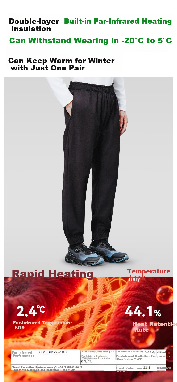 JD Original Double-Layer Warm Sports Pants, Autumn And Winter Commute Outdoor Fitness Running Casual Pants for Men, Fleece-Lined Versatile, Pine Green 2XL 9