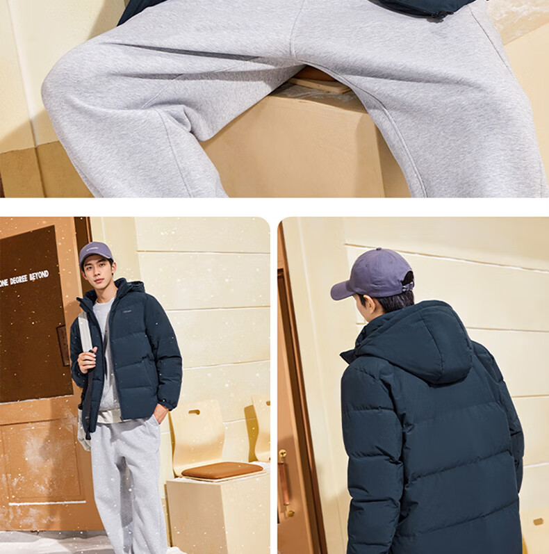 361° Men's Down Jacket Autumn Winter Three-Protection Water-Repellent Short Hooded Warm Sports Casual Coat 652544301D-5 7