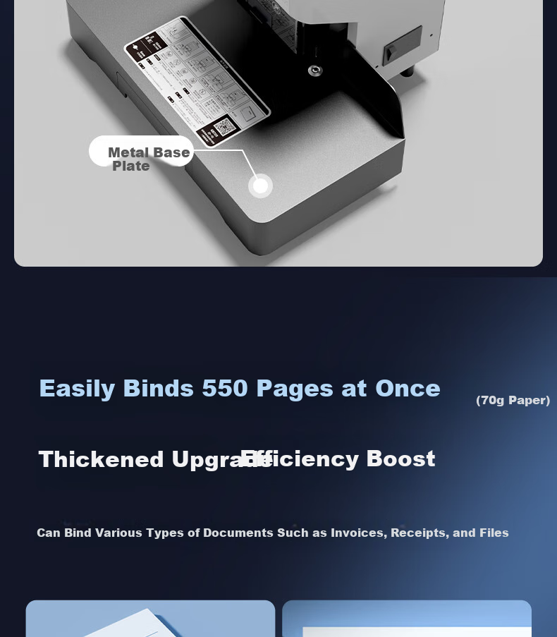Deli 55mm Accounting Voucher Automatic Binding Machine, 550-Page Financial Binder, Electric Binding Machine, Office File Riveting And Hot-Melt Binding Machine, Document Puncher with Metal Body 8