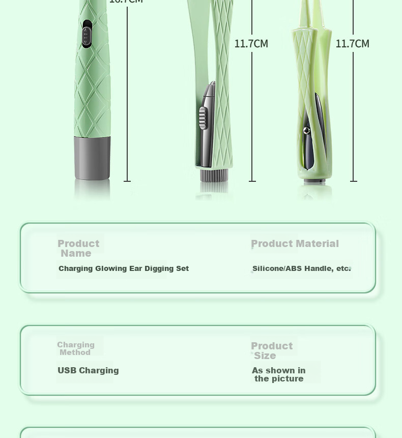 Haifeinuo Illuminated Ear Pick, Children's Ear Cleaning Tool, Visual Ear Spoon, High-Definition Ear Cleaning Kit, 3-Piece Set 26
