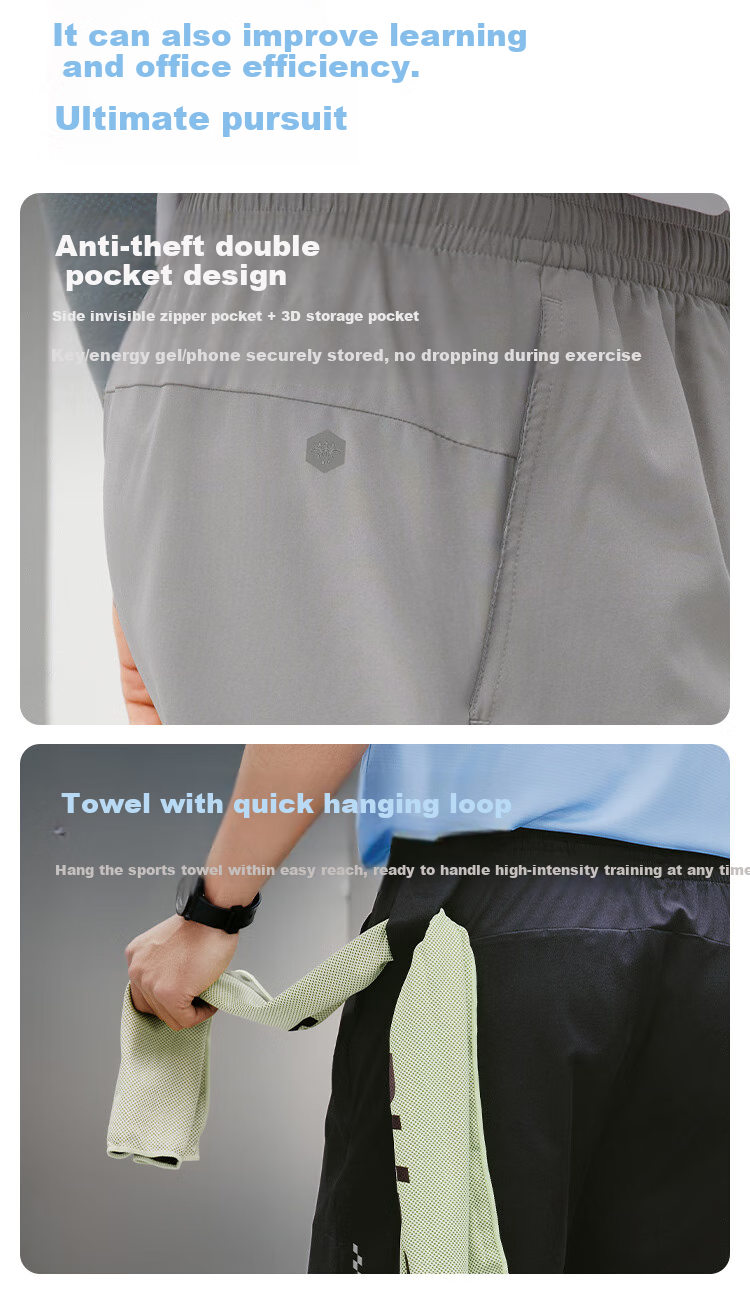 JD Original Wind Quick-Dry Sports Shorts for Men, All-Season Running Casual Pants, Fitness Training Breathable Five-Point Shorts, Light Gray, Size L 12