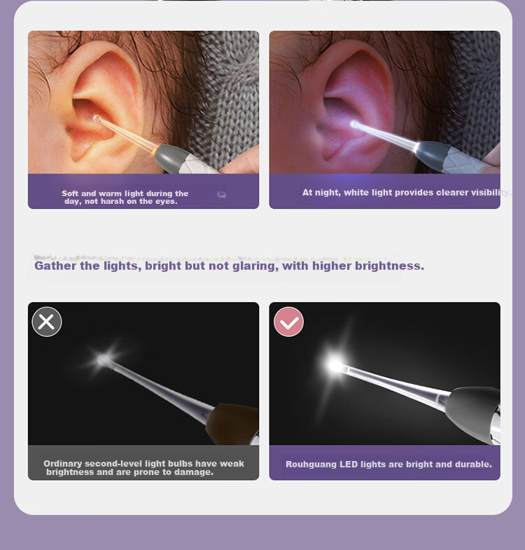 Shijian Children's Ear Pick, Illuminated Visual Ear Cleaning Tool Set, Rechargeable Version, 2-Piece Set, T86W 5