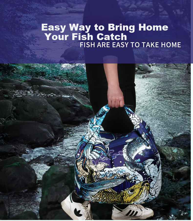 Diaoyuwang Live Fish Bag, Waterproof Thickened Fish Protection Pack, Fishing Foldable Fish Bag, Fish Storage Bag, Fishing Tackle, Small Size 3
