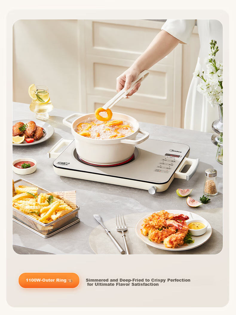 Midea Ceramic Cooker with Tea Brewing Function, Induction Cooker for Home Use, Ultra-Thin 38mm New Large Panel, 2200W High Power, Electromagnetic Stove for Hot Pot And Stir-Frying, Electric Cooker HW22EF01 11