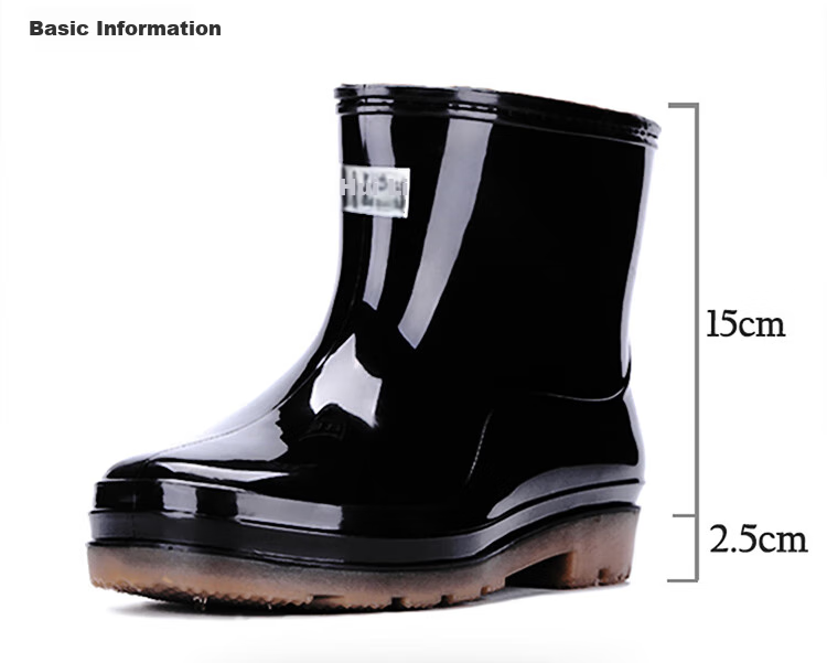 Huili Rain Boots for Men, Outdoor Waterproof Shoes, Fishing And Car Washing Non-Slip Beach Boots, Wear-Resistant Rubber Shoes, Size 57-1 Black, Size 41 3