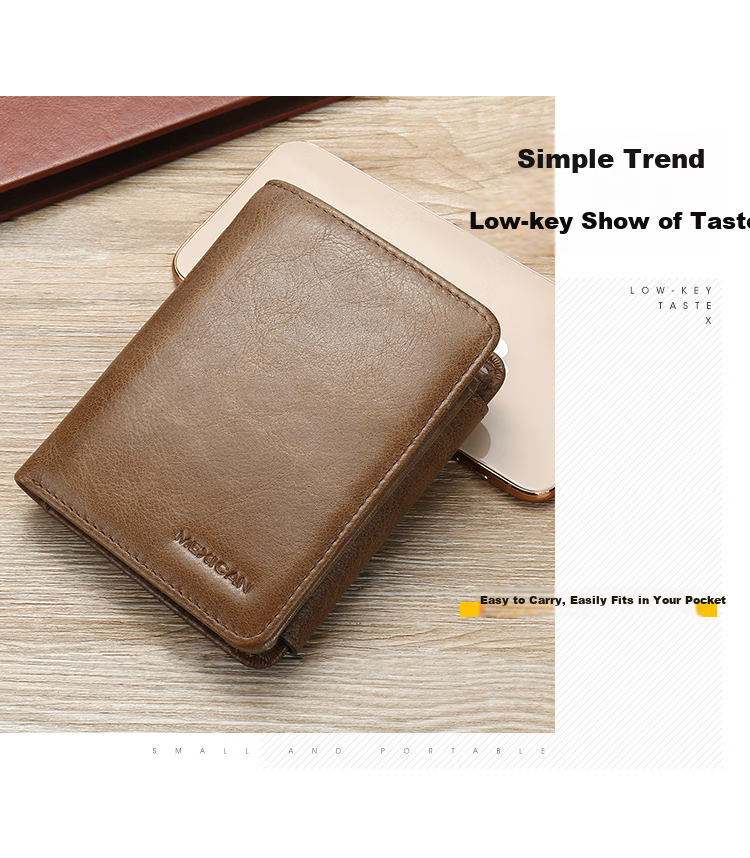 MEXICAN Men's Wallet, Top-Grain Leather, Soft Vertical Style, Multifunctional Short Card Holder, Practical Billfold 3