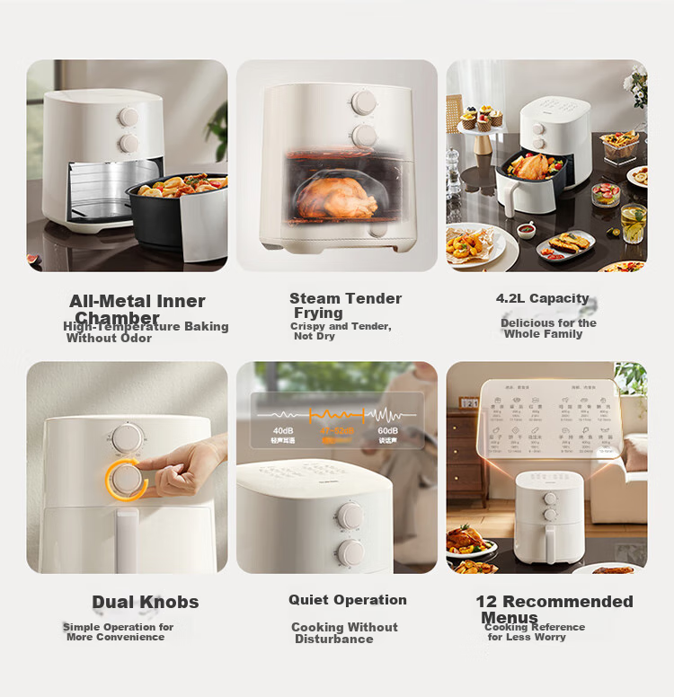 SUPOR Air Fryer with No-Flip Function, Home Automatic Multi-Function Steaming, Baking And Frying All-In Machine with Metal Interior, No Need to Flip Food, Steam Tenderizing And Deep-Frying, KJ42D801 2