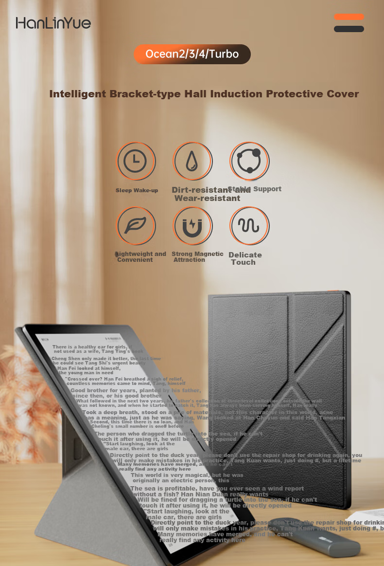 Hanlinyue Compatible Magnetic Folding Stand for Palm Reader Light3 Turbo Neo2, E-Book Protective Case with Wake-Up Function, Black Butto 1
