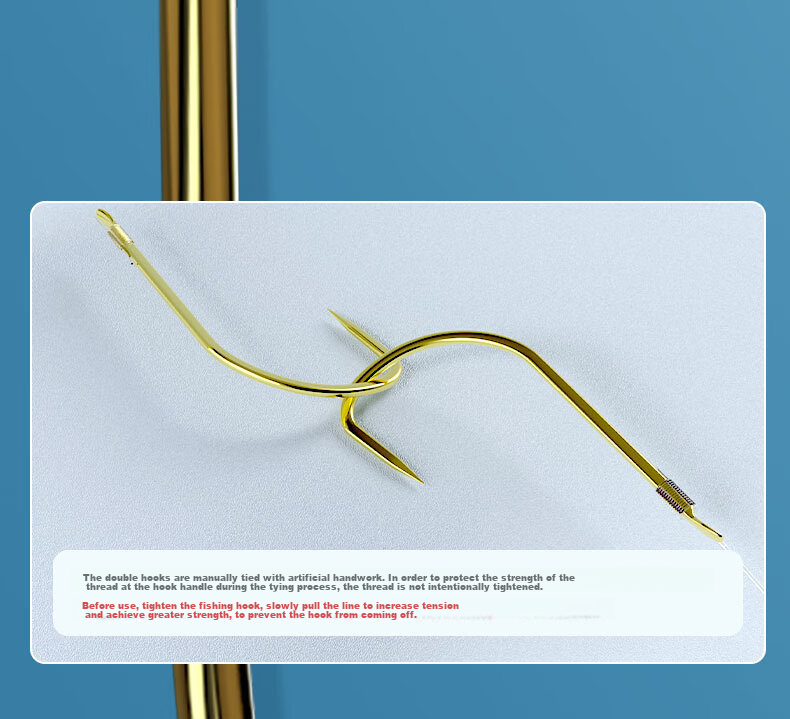 Minjianyiren Fishing Hook Pre-Tied Short Line Double Hook Ready-Made Set, Golden Sleeve Hook with Barbs, Golden Sea Sunset Fishing Tackle for Wild Fishing And Crucian Carp Hook 6