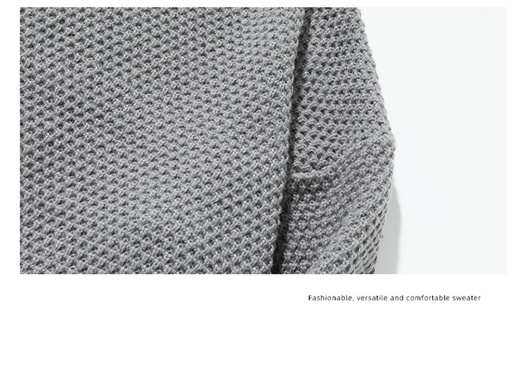 CLOR Workwear Vintage Pineapple Pattern Thickened Crew Neck Casual Knit Sweater Men MYC13 Gray L 2