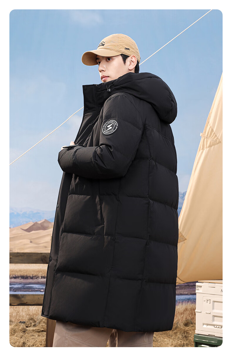 SNOWFLYING Autumn And Winter Oriental Minimalist Luxury Style Fashion Casual Comfortable Silhouette Men's "H" Version Printed Stand-Collar Hooded down Jacket 6
