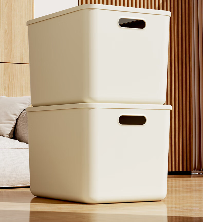 DOCOXO Storage Box Desktop Organizer Snack Stationery Multi-Functional Household Dormitory Covered Milk White Large Low Profile 2