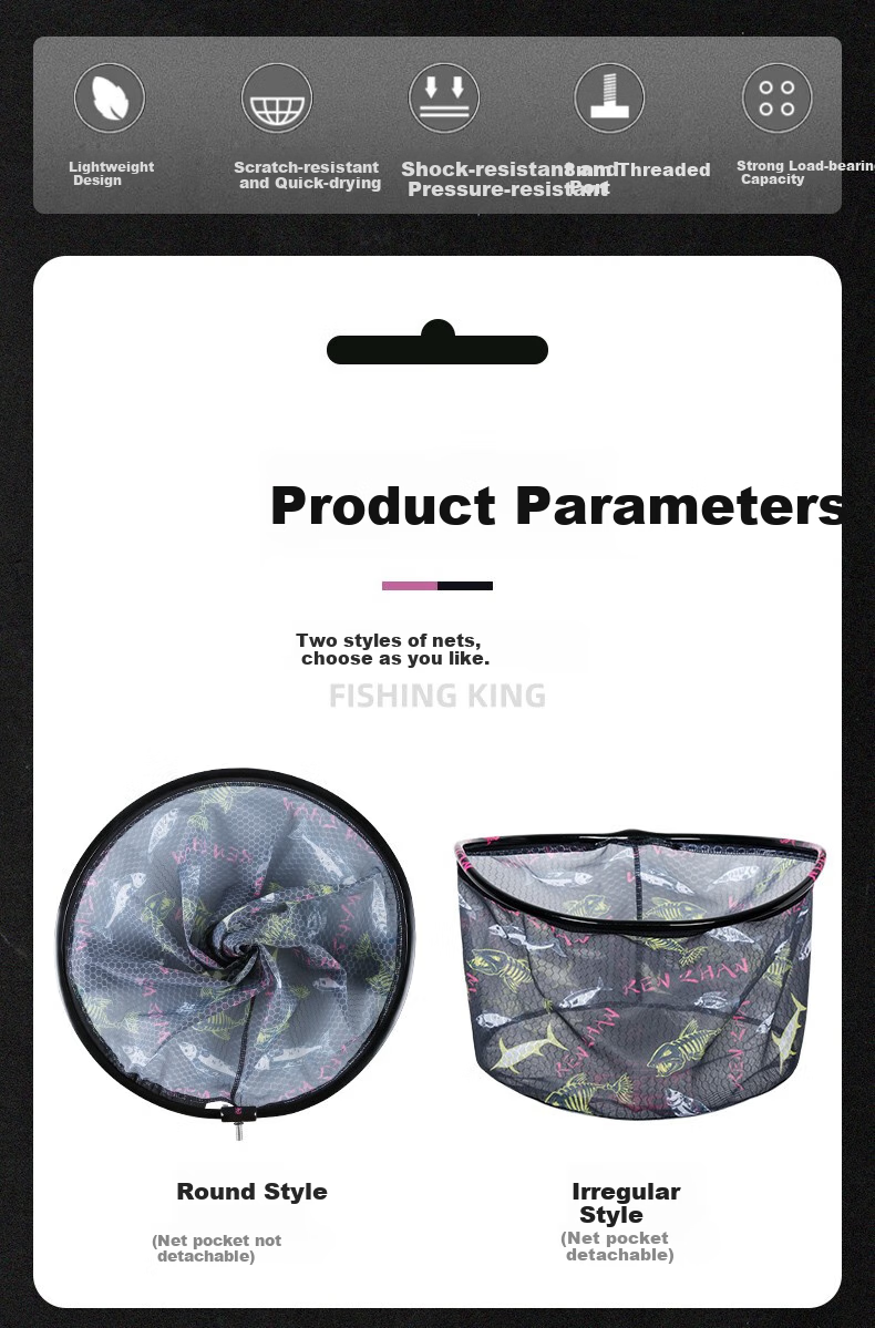 Diaoyuwang Fishing Net Head Anti-Snag Hook Set, Lightweight Net Head, Fishing Net Bag, Fish Catching Net, Fishing Tackle, Round Shape, 40CM 3