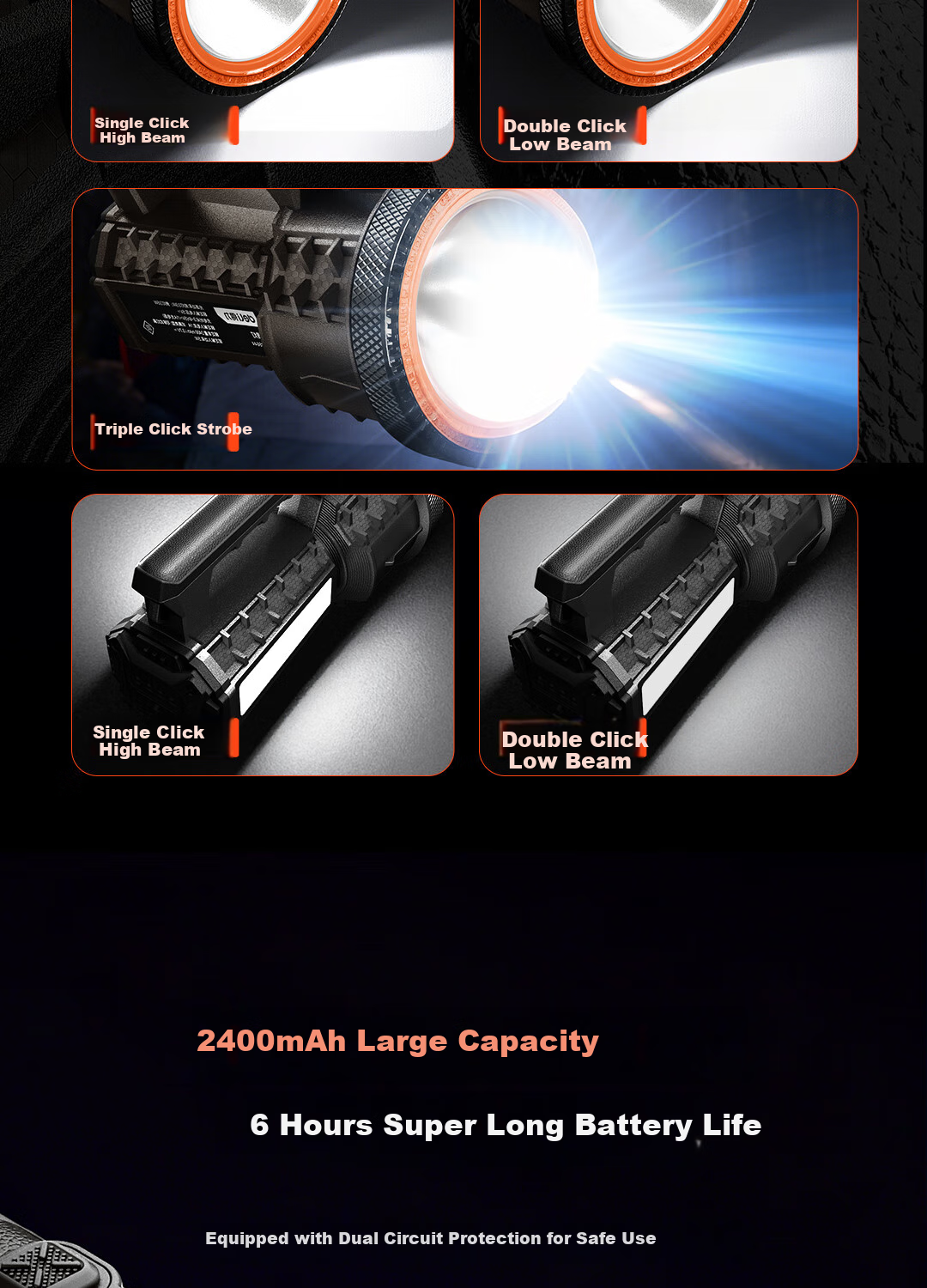 Deli Emergency Light, Household Power Outage Handheld Lamp, High Brightness Flashlight, Long-Lasting Battery Life, Searchlight, Military Emergency Lighting, Mining Lamp, Construction Site Light 10