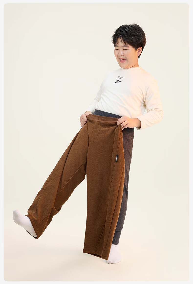 Little Pig Tony Boys' Thickened Fleece-Lined Warm School Uniform Pants Knee Protection Thermal Leggings for Youth Big Boys 14