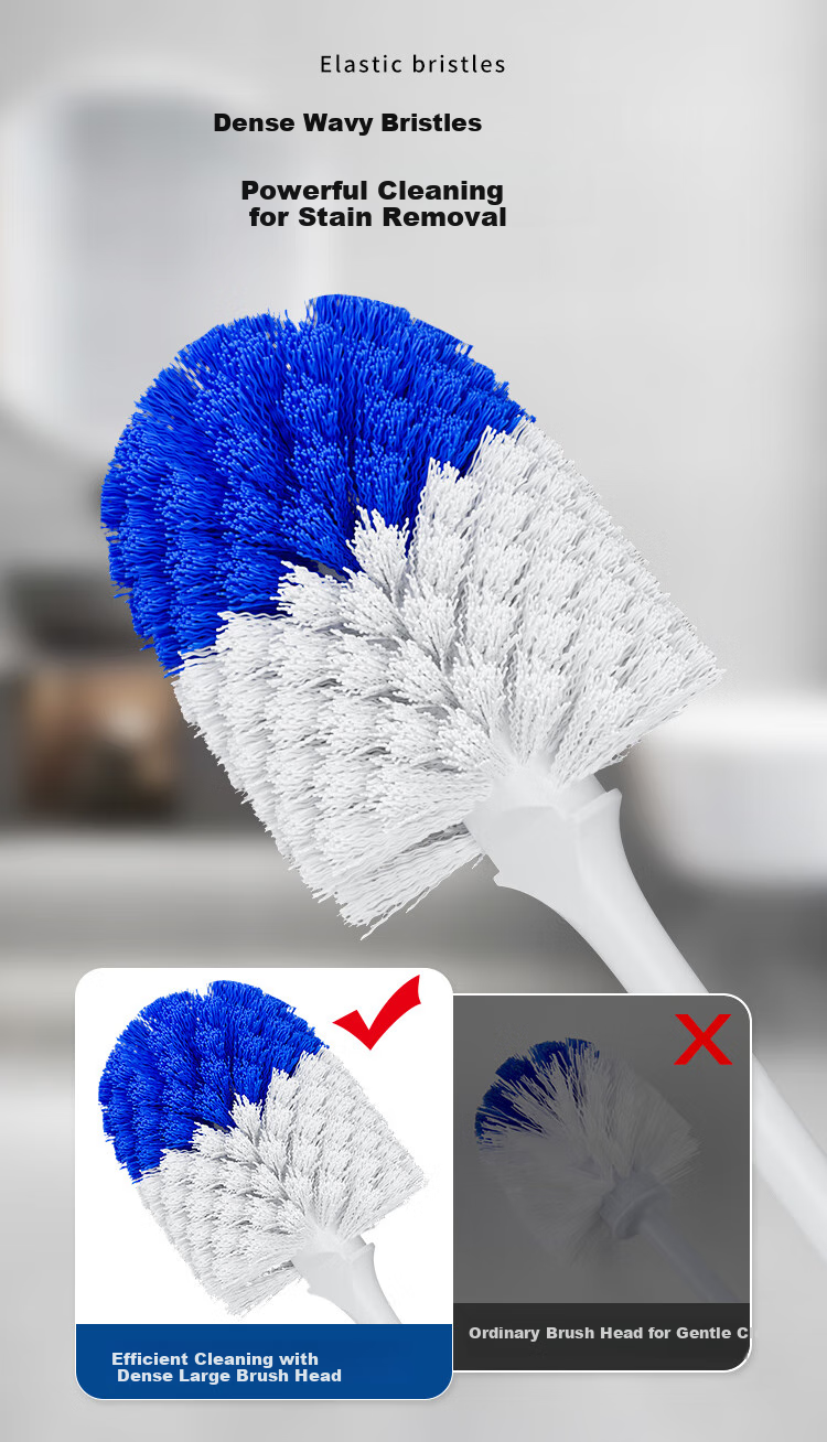 MR.SIGA Long-Handle Soft Bristle Toilet Brush, Bathroom Cleaning Brush, Wall-Mounted Toilet Brush with Enlarged Brush Head 4