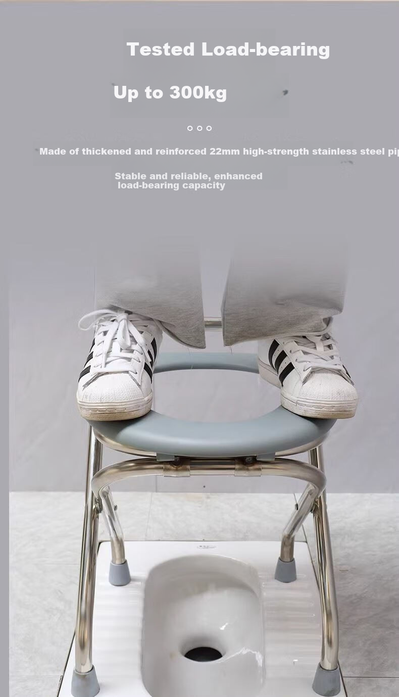 Yagao Foldable Elderly Portable Toilet Chair, Height 38cm, Suitable for Pregnant Women, Non-Slip Base, Portable Toilet Stool, Squat-To Chair 5