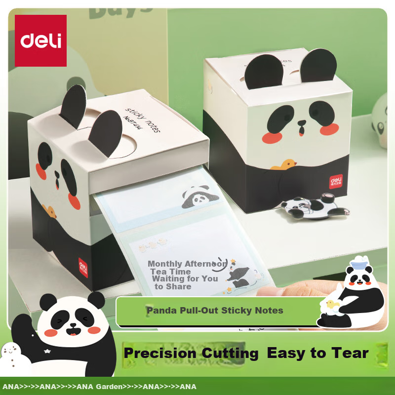 Deli Panda Dudu Pull-Out Sticky Notes, Student Boxed Memo Pads, 70*55mm (200 Sheets), BT414