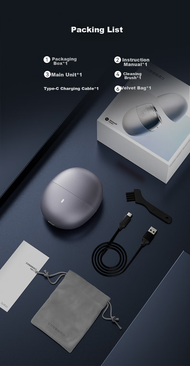 Hongmengzhixuan Aiyou Smart Electric Shaver Starry Stone, Compact Portable Razor Car Charger Gift for Boyfriend Dad Airplane-Friendly Supports Huawei Smart Life 11