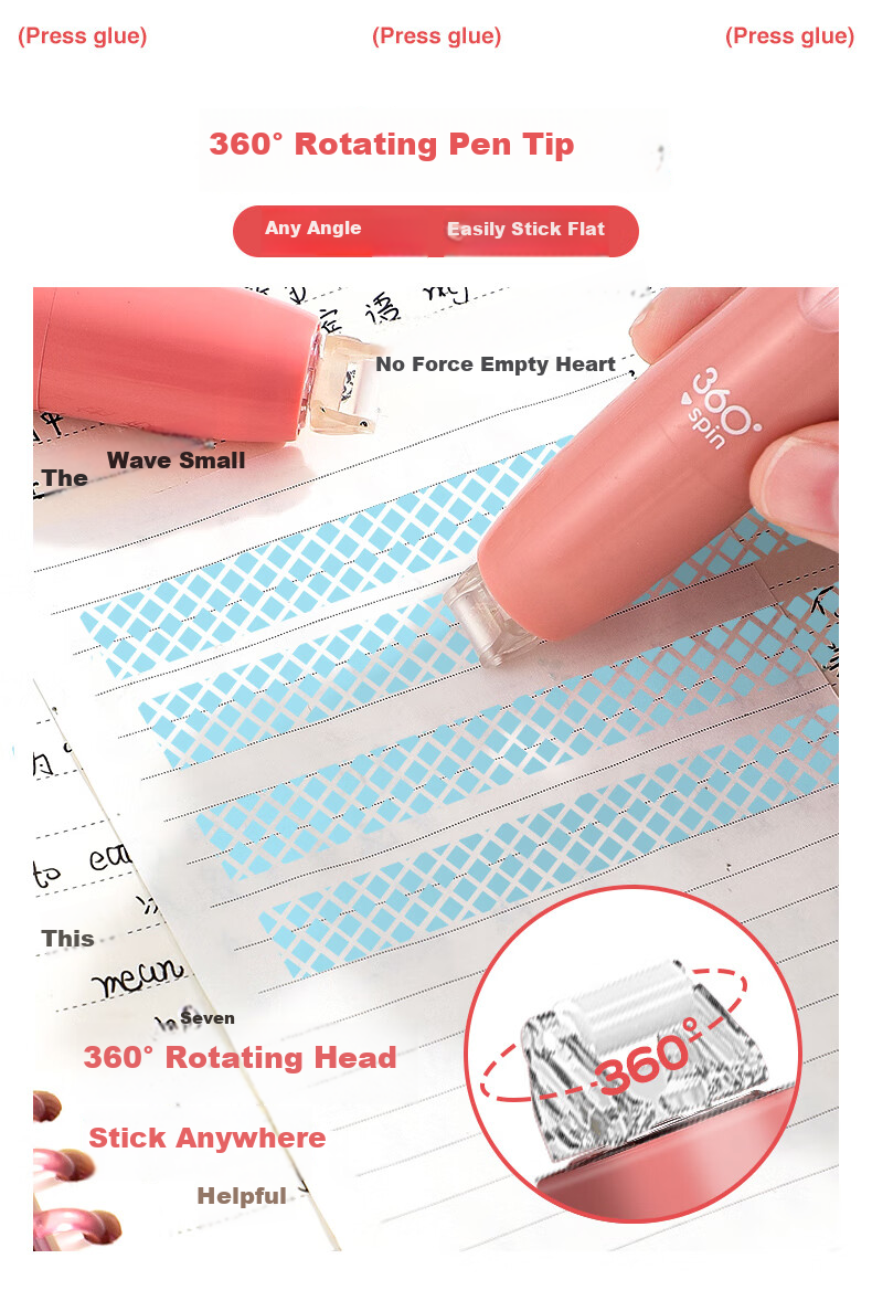 CHANGLi Gradient Push-Button Glue Refill, High-Value Children's Craft Large Capacity Journal Glue Tape, Elementary School Student Error Correction Sticky Notes, Strong Double-Sided Glue Pen with High Adhesio 4