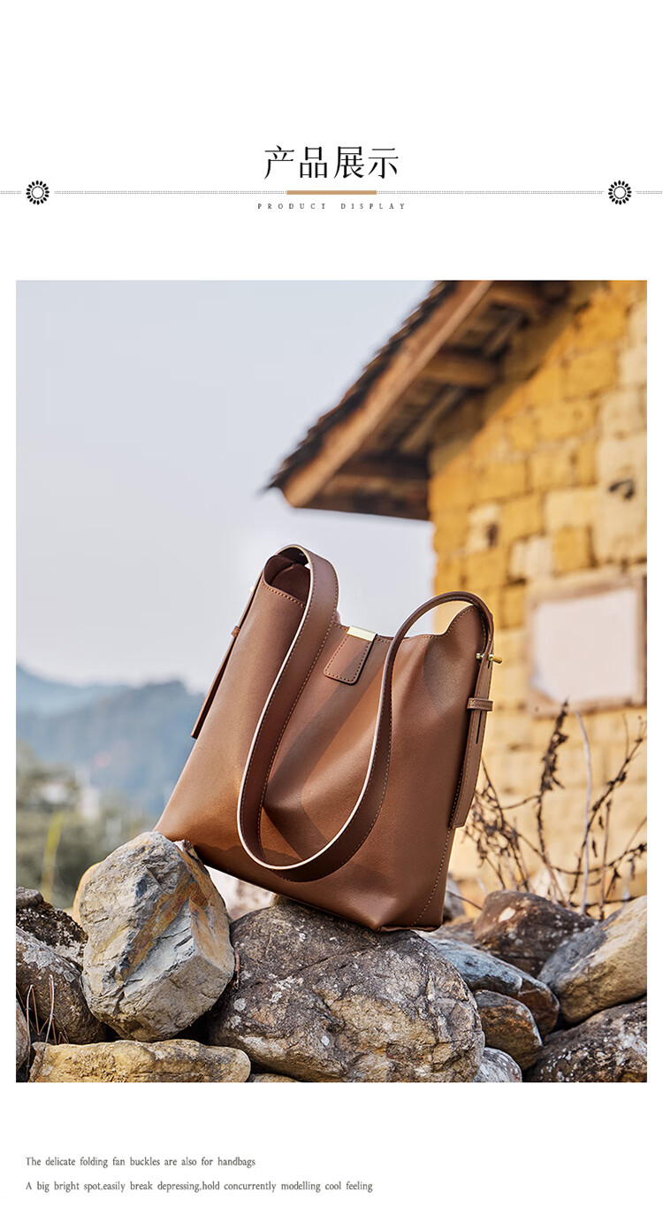 Nalandu New Women's Cowhide Leather Bucket Bag Shoulder Crossbody Commuter Bag Gift for Girlfriend 11