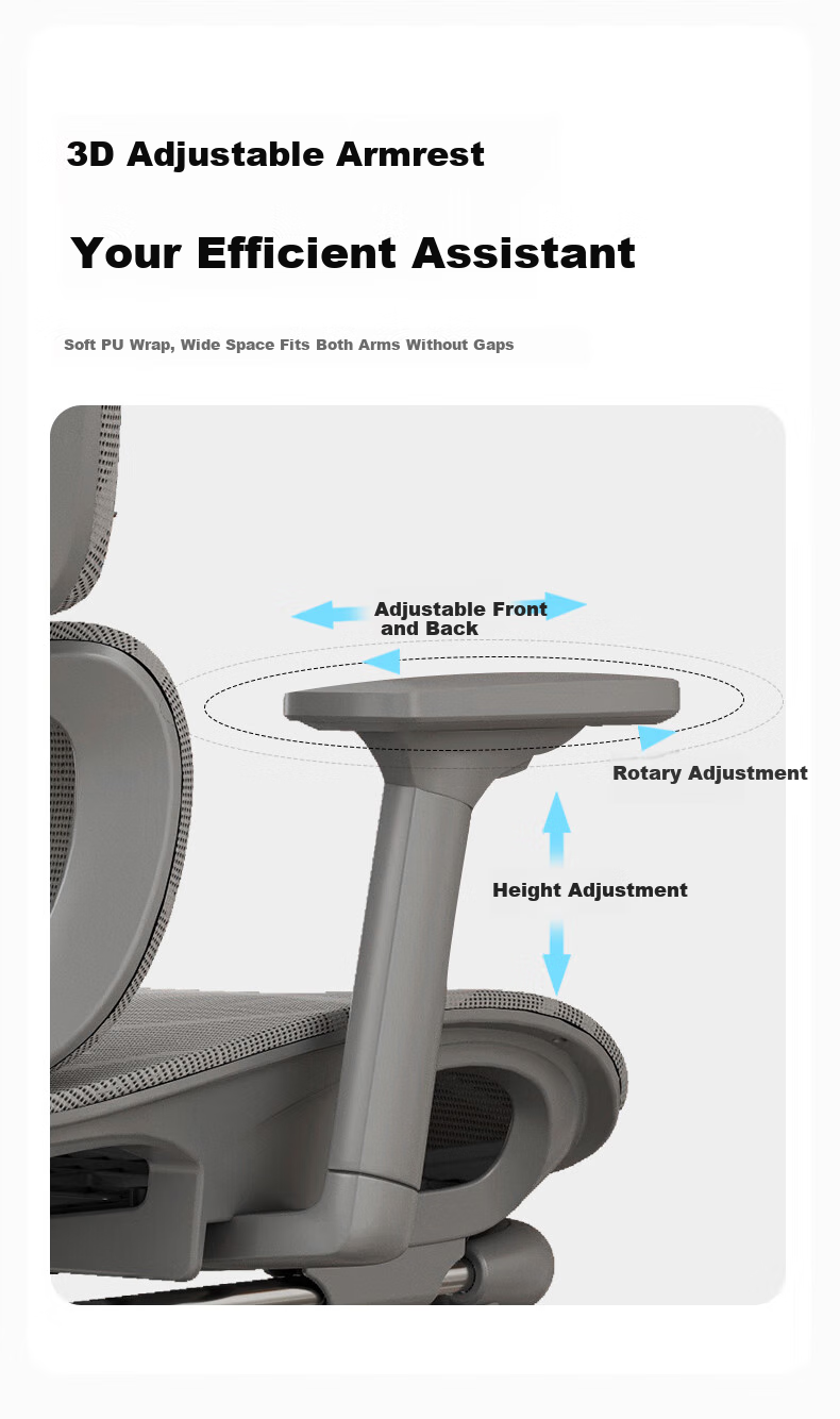 Sanxing SX-1897 Ergonomic Office Chair with Dual Backrest, Computer Chair, Ergonomic Gaming Chair, Dragon Pattern Mesh, Gray 8