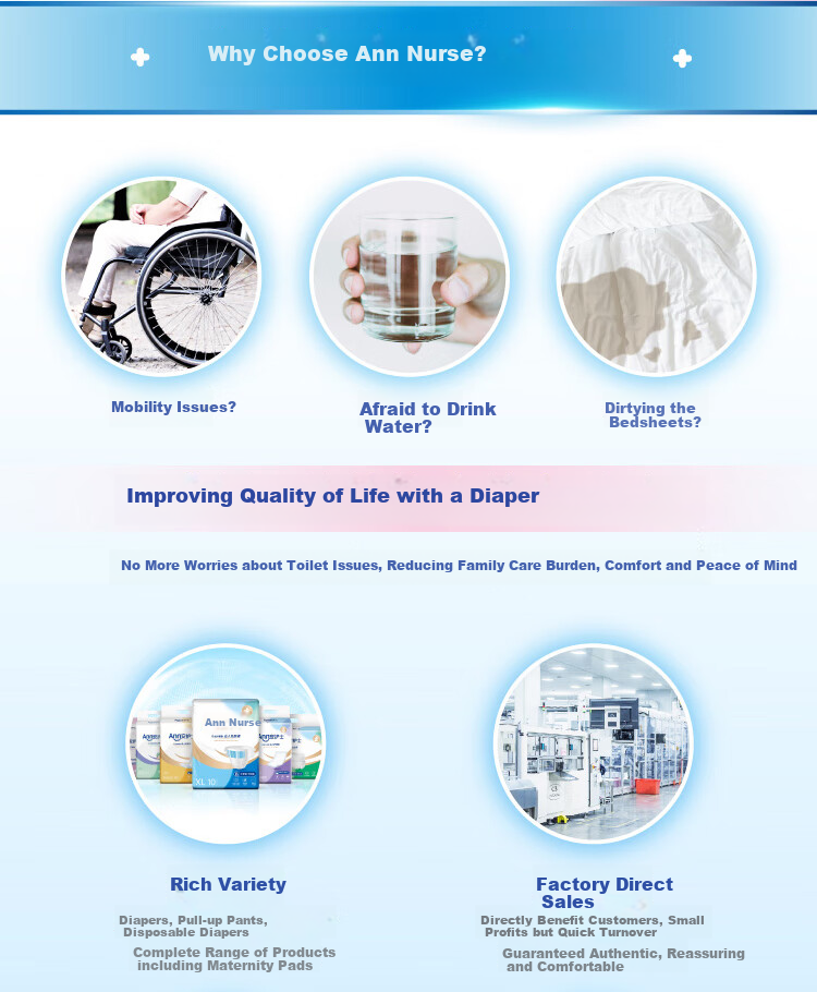Anhushi Cotton Soft Adult Diapers L72 Pieces (Waist 95-120cm) Adhesive Elderly Incontinence Pads 5
