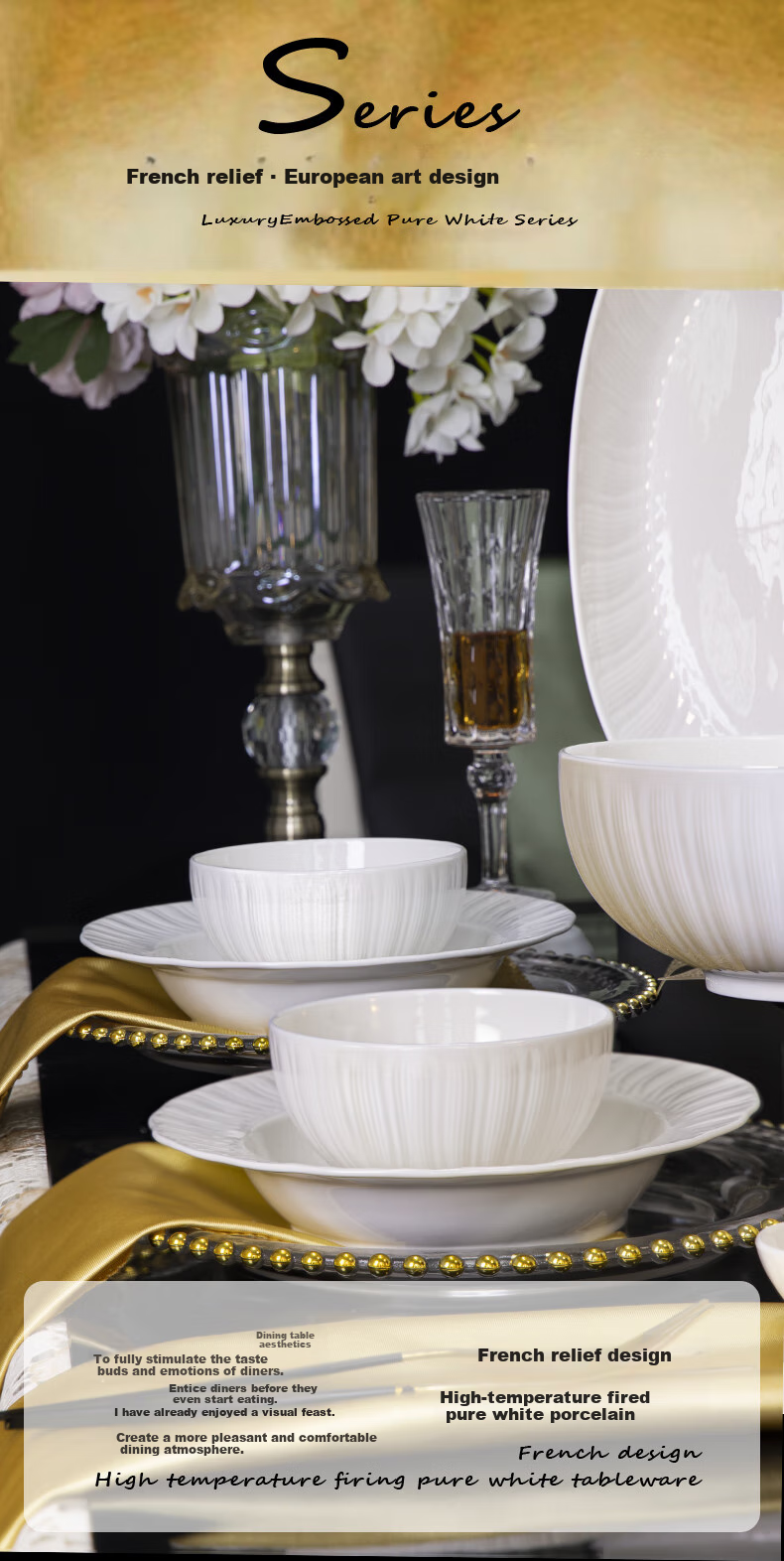 Huaqingge Ceramic Noodle Bowls, High Aesthetic Value, Pure White Embossed Simple Elegant Petal Pattern, 6 Inches, Set of 2, Suitable for Microwave And Dishwasher 3