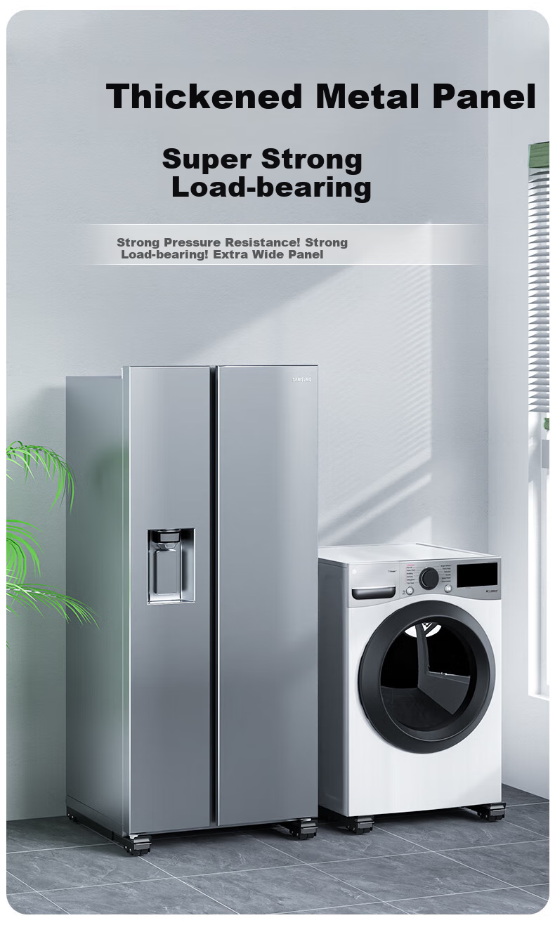 Jiangwutong Washing Machine Base Anti-Vibration Fixed Stand, Movable Non-Slip Foot Pads, Height-Increasing for Air Conditioner And Refrigerator, Suitable for Small Swan, Midea, Haier, Universal 3