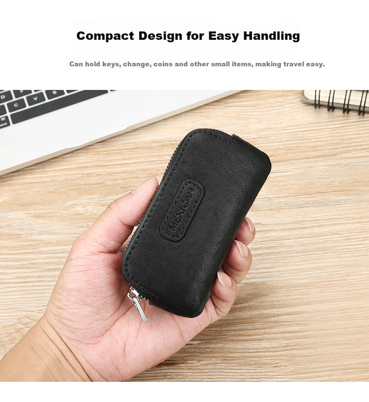MEXICAN Car Key Case for Men And Women, Top-Grain Leather, Large Capacity, Multifunctional, Coin Purse, Lightweight, Home Use, Access Card Holder 5