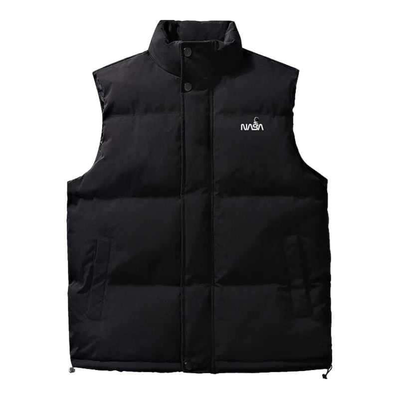NASA MARVEL Cotton Vest Autumn And Winter Men's Cotton Jacket Sleeveless Thickened Warm Half-Sleeve Top Stand-Collar Couple Style Beige 3XL