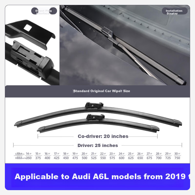 Paisu 19-26 Audi A6L Windshield Wipers, Original Factory Boneless Wiper Blades, Rubber Strips, Quiet Car, 25+20B2 Disassembly