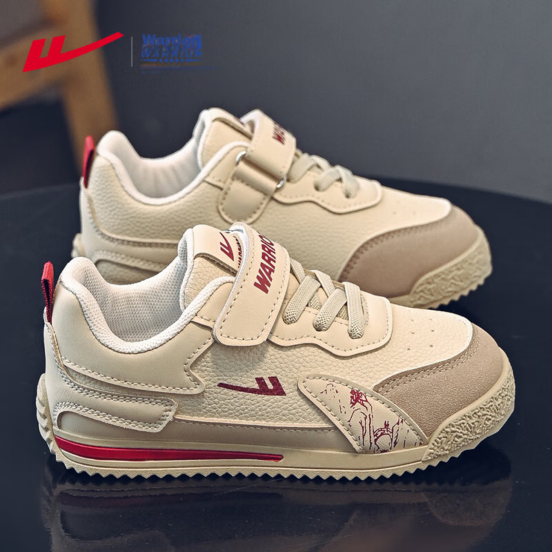 Warrior Children's Sports Shoes Spring And Autumn Boys' Running Shoes Lightweight Soft-Soled Girls' Shoes WZ-1807 Beige Wine Red Size 36