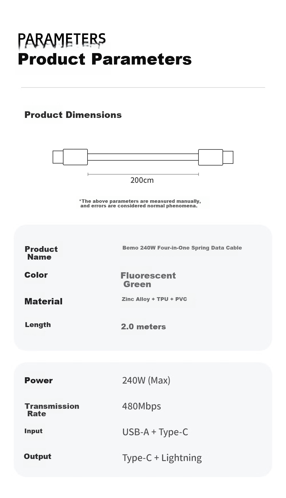 Beimo 240W Fast Charging Cable, Smart Digital Display Car Spring Data Cable, Four-In Car Screen Mirroring, Suitable for IPhone 18/17 Pro Max, Apple/Huawei/Xiaomi, 2 Meters, Gree 6