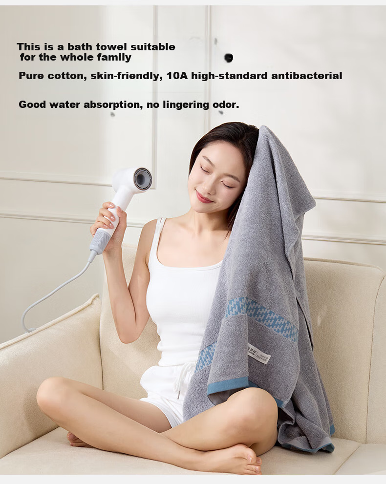 Hengyuanxiang Bath Towel, 10A Grade Antibacterial Pure Cotton Towel for Men And Women, Extra Large And Thick, Hotel-Grade Quick-Drying Non-Shedding, Single Pack 4
