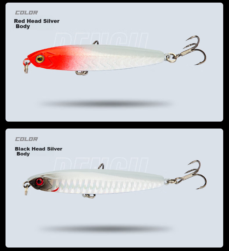 Kemailei Lead Sinking Pencil Lure, Long-Casting Sinking Pencil Bait, Hard Bait Set, for Freshwater Fishing, Specifically for Topmouth Culter, 14g 12