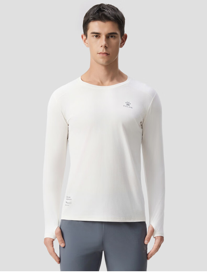 KELME 2025 Spring Cotton-Feel Quick-Dry Long Sleeve Sports T-Shirt Running Football Training Long Sleeve Sportswear Agate Black 2XL 15