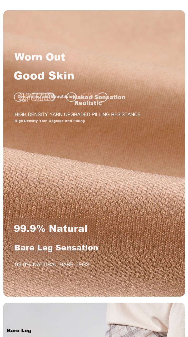 BONAS 26 New Style Leggings Socks for Women, Thick Silk Stockings, Two Pairs, Bare-Leg Effect, 200D Medium-Thick Velvet, Black And Nude Pantyhose 6