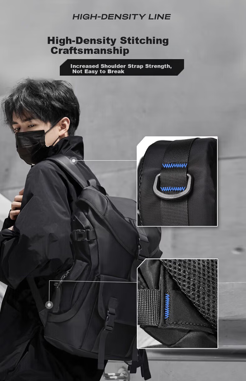 Huili Backpack for Men, Large Capacity Travel Bag, Outdoor Street Hiking Backpack, Trendy Laptop And Bookbag for College Students 16