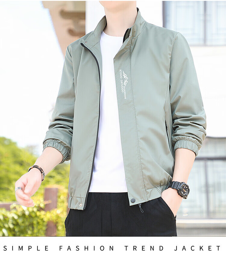 TUCANO Men's Spring Autumn Stand Collar Windproof Solid Color Casual Fashion Versatile Jacket Dark Gray L 15