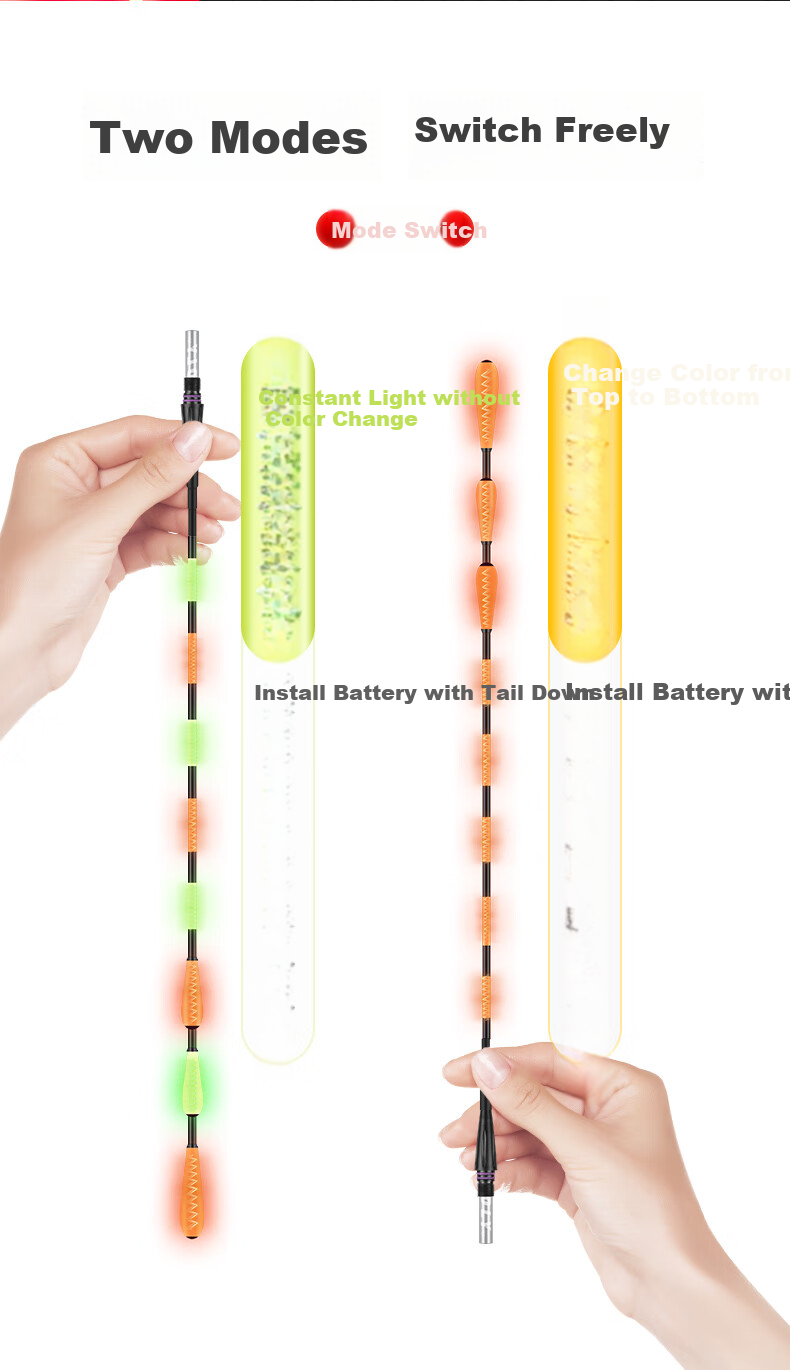 Xiaofengxian Luminous Fishing Float with Bite Indicator, Color-Changing, Eye-Catching, Thickened Hammer Head, Near-Sighted, for Elderly, Carp Fishing Float with Night Glow for Carp And Grass Carp, Electronic Float 11