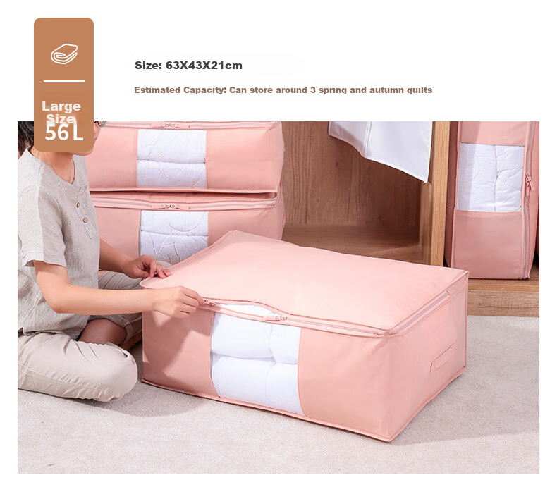 Baicaoyuan Storage Bags, Clothes And Quilt Organizer Bags, Storage Pouches, 2 Extra Large, 2 Large, 2 Small, Coral Pink, Moving And Packing Bags 5