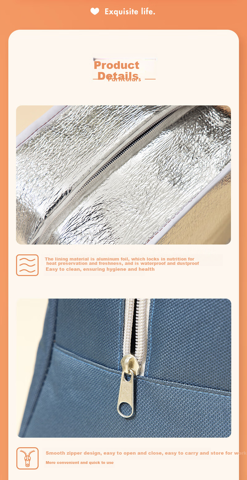 Banzheni Insulated Lunch Box Bag, Large Capacity Portable Bento Box, Office Worker Handheld Aluminum Foil Durable Canvas Large Size for Elementary School Students 11