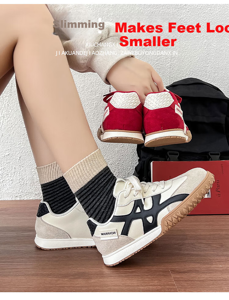 Warrior Red Training Shoes for Women, Autumn Women's Shoes, Retro Niche Versatile Casual Sneakers for Women 5062 Beige/black 39 3