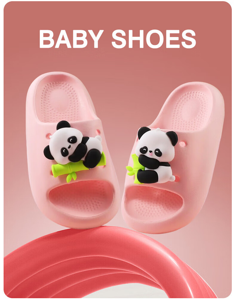 TUDOUWU Kids Slippers Boys Girls Indoor Outdoor Non-Slip Soft Sole Sandals Panda Green Size 38 5