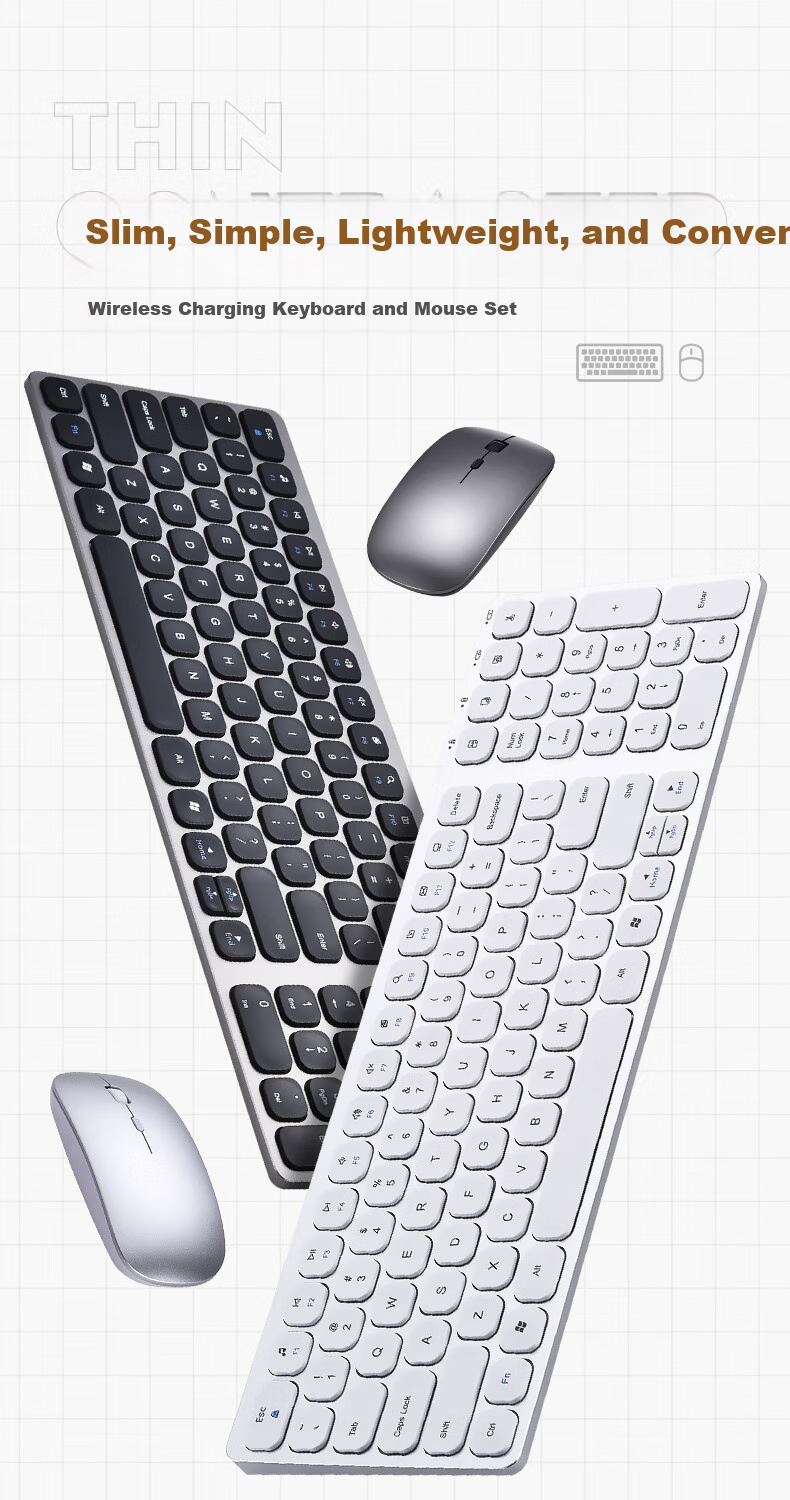 DiyiGongfang Wireless Keyboard And Mouse Combo Set for Apple, Ultra-Thin Keyboard And Mouse, Business Office Desktop Dual-Zone Keyboard for MacBook Pro/Air/13/iMac Laptops, Accessories 1