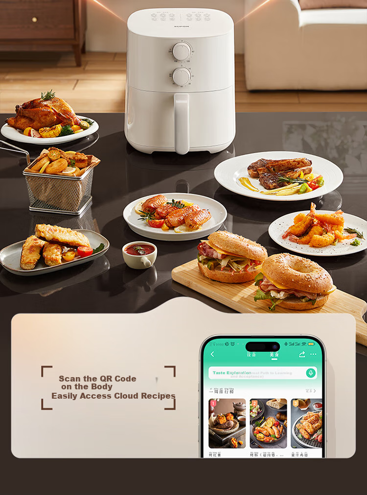 SUPOR Air Fryer with No-Flip Function, Home Automatic Multi-Function Steaming, Baking And Frying All-In Machine with Metal Interior, No Need to Flip Food, Steam Tenderizing And Deep-Frying, KJ42D801 12