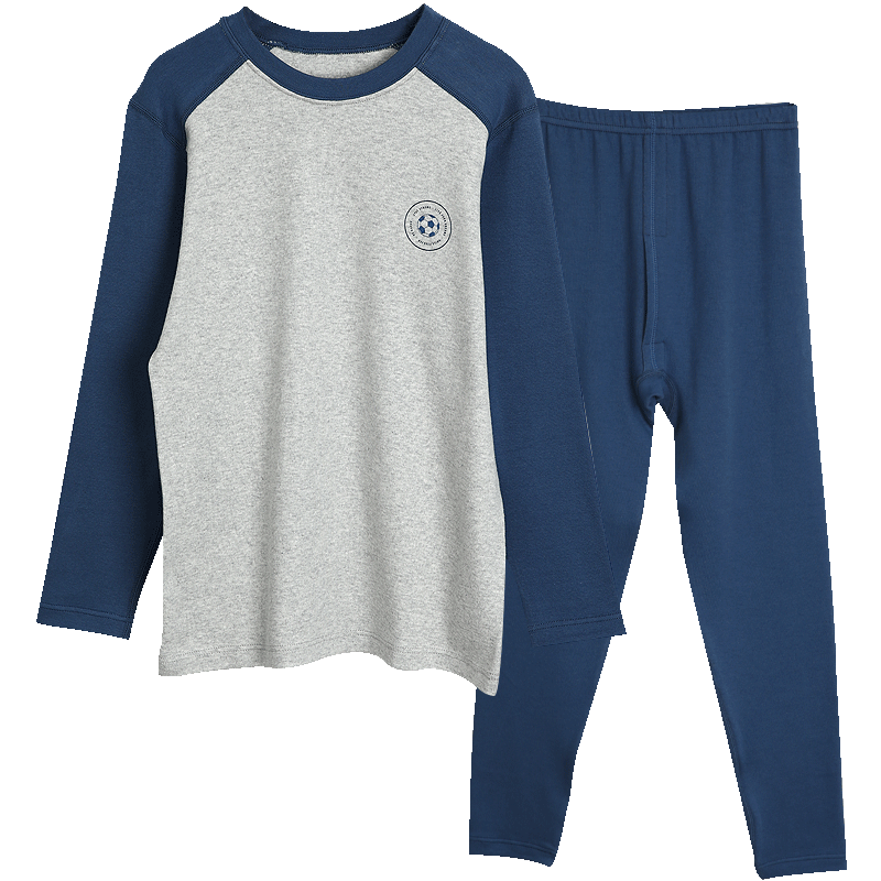 Hodohome Children's Autumn Underwear Set, Boys' Cotton-Polyester Thermal Underwear, Medium to Large Size, High-Count Long-Staple Cotton Pajamas, 203 140