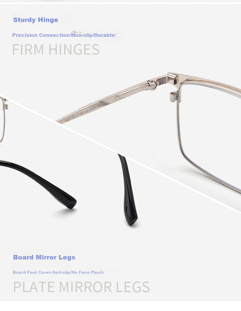 Nianqingtai Reading Glasses for Men, High-Definition Metal Full-Frame Business Anti-Blue Light Premium Presbyopic Glasses, 742+200 Degrees 9