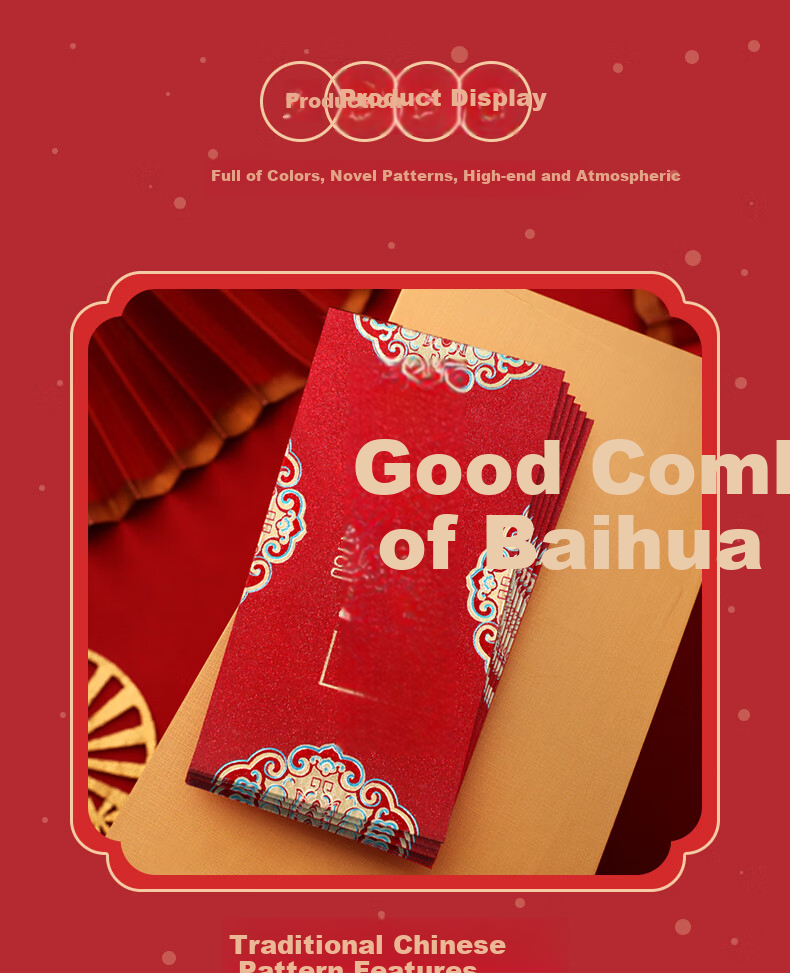 Modouyu Wedding Red Envelopes, "100 Years of Happiness" Design, 6 Pieces, for Weddings, Engagement, And Family Visits, Red Envelopes for Cash Gifts, Hundred Yuan And Thousand Yuan Denominations 5